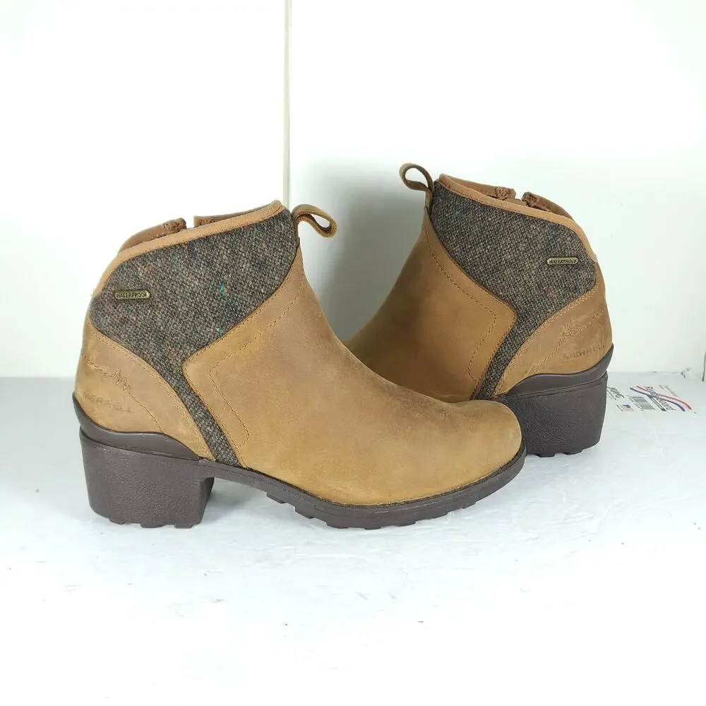 Merrell Women's Chateau II Mid US7 Brown Leather Wool Waterproof Ankle Boots